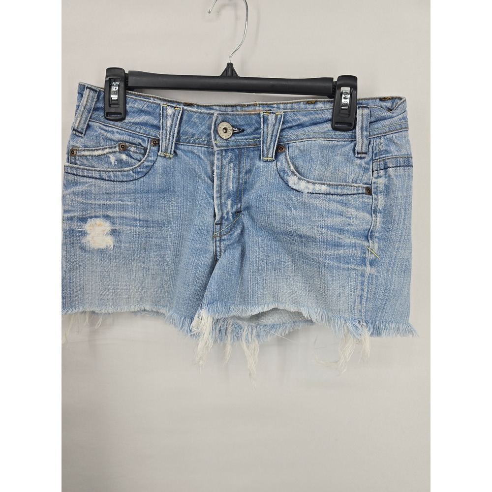 Yanuk 6-Pocket Boyfriend Denim Shorts Light Wash Distressed Cut Off Blue Size 28